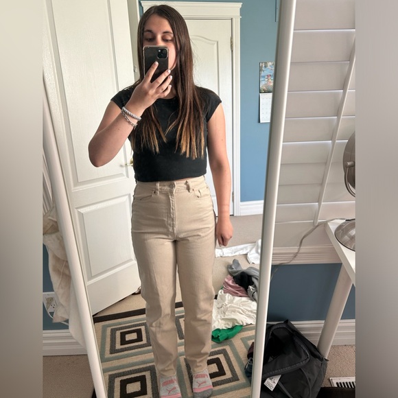 Zara Mom fit Beige/Light Brown/Tan Ankle Length Jeans - Picture 4 of 4